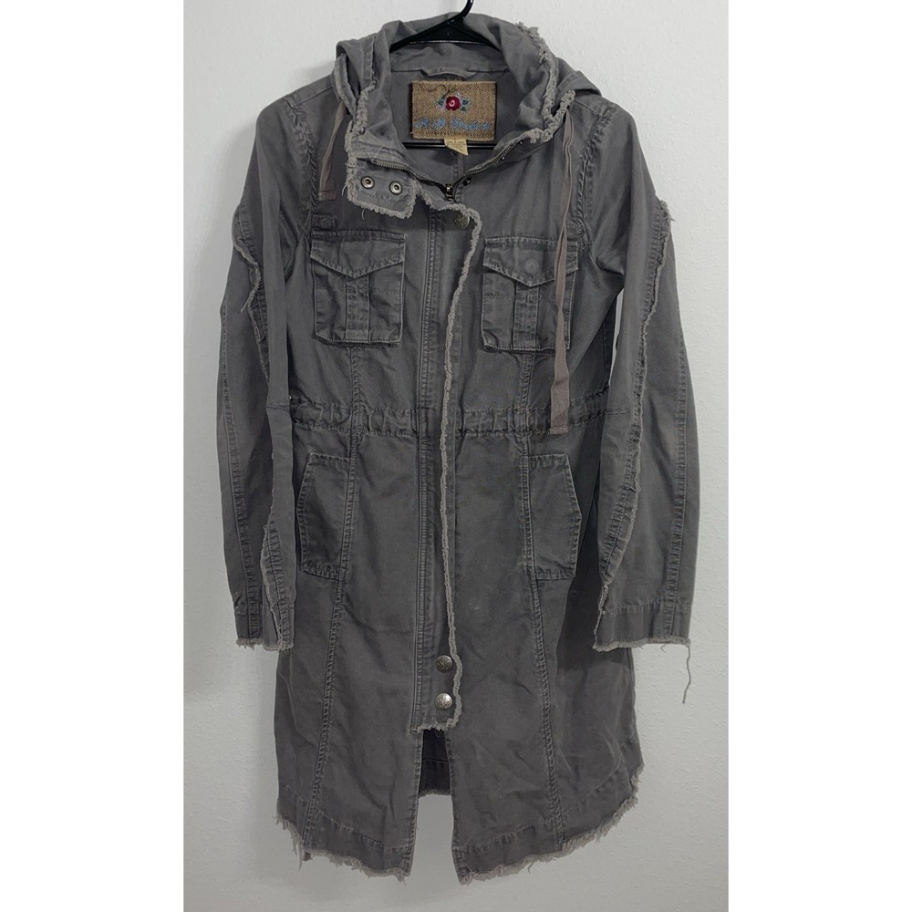 BB Dakota Y2K Grey Utility‎ Jacket With Fur Hood Women's Size S
